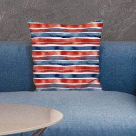 Moderne rote und blaue Streifen in amerikanischer Kissen