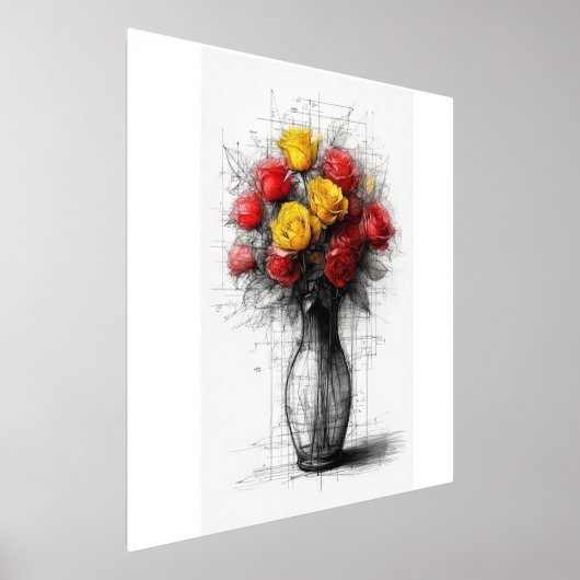 Moderne rote und gelbe Rosen in Vase Foliendrucke (Ablage )