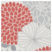 Moderne rote und graue Blumenstoffe Stoff (Nahaufnahme)