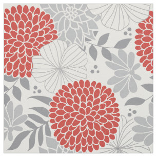 Moderne rote und graue Blumenstoffe Stoff