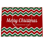 Moderne rote und grüne frohe Weihnachten Große Geschenktüte (Vorderseite)