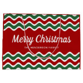 Moderne rote und grüne frohe Weihnachten Große Geschenktüte (Rückseite)