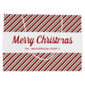 Moderne rote und grüne Muster frohe Weihnachten Große Geschenktüte (Rückseite)