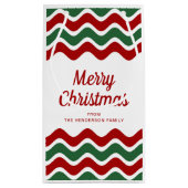Moderne rote und grüne Streifen frohe Weihnachten Kleine Geschenktüte (Rückseite)