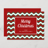 Moderne rote und grüne Streifen Weihnachten Postkarte (Vorne/Hinten)