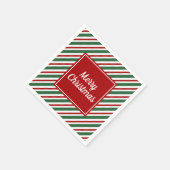 Moderne rote und grüne Streifen Weihnachten Serviette (Ecke)