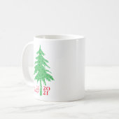 Moderne, rote und grüne Weihnachtsbaumfamilie Kaffeetasse (Vorderseite Links)