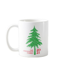 Moderne, rote und grüne Weihnachtsbaumfamilie