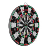 Moderne rote und grüne Weihnachtsleuchten - Famili Dartscheibe (Vorderseite Links)