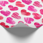Moderne rote und rosa doodled Hearts Valentine Geschenkpapier (Ecke)