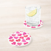 Moderne rote und rosa doodled Hearts Valentine Getränkeuntersetzer (Seite)