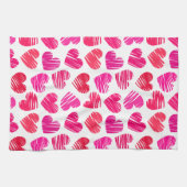 Moderne rote und rosa doodled Hearts Valentine Handtuch (Horizontal)