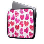 Moderne rote und rosa doodled Hearts Valentine Laptopschutzhülle (Vorderseite Links)