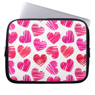 Moderne rote und rosa doodled Hearts Valentine Laptopschutzhülle