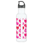 Moderne rote und rosa doodled Hearts Valentine Trinkflasche (Rückseite)