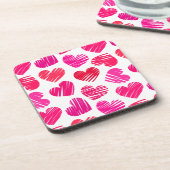 Moderne rote und rosa doodled Hearts Valentine Untersetzer (Linke Seite)