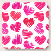 Moderne rote und rosa doodled Hearts Valentine Untersetzer (Vorderseite)