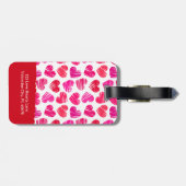 Moderne rote und rosa doodled Herzen Valentine Nam Gepäckanhänger (Rückseite horizontal)