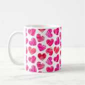 Moderne rote und rosa doodled Herzen Valentine Nam Kaffeetasse (Links)