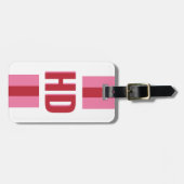 Moderne rote und rosa gestreifte Schatten-Monogram Gepäckanhänger (Vorderseite horizontal)