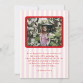 Moderne Rote und rosa Streifen 2 Foto Abschluss Ankündigung (Rückseite)