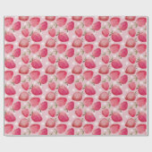 Moderne rote und rosa Wasserfarbe-Erdbeer-Muster Geschenkpapier (Flach)