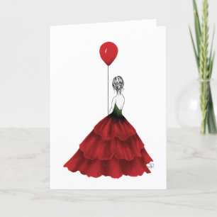 Moderne, rote und schwarze BildGirl-Card Dankeskarte