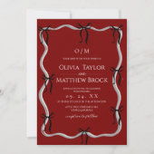 Moderne rote und schwarze Bogenhochzeit Einladung (Vorderseite)