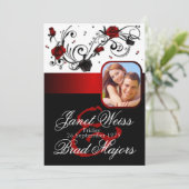 Moderne rote und schwarze einladung (Stehend Vorderseite)