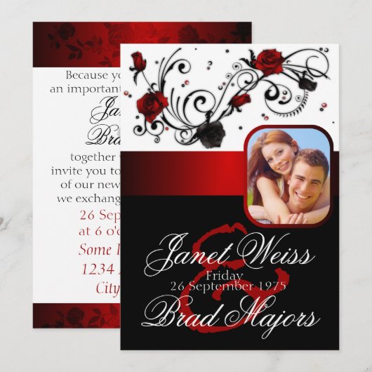 Moderne rote und schwarze einladung (Vorne/Hinten)