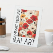 Moderne rote und schwarze Mohnblumen-Tischplatte-K Sockelschild (In SItu)