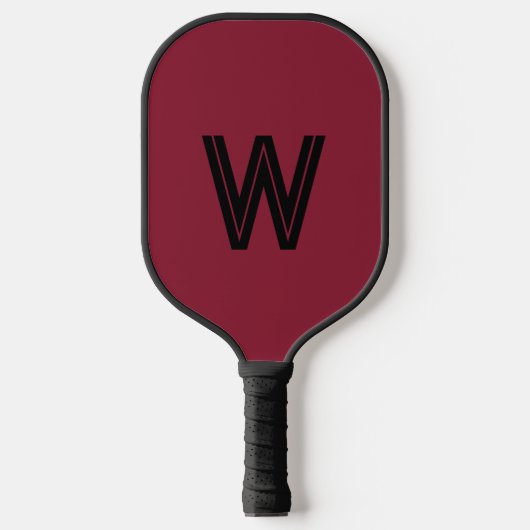 Moderne rote und schwarze Monogrammanfangsbuchstab Pickleball Schläger (Vorderseite)