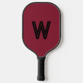 Moderne rote und schwarze Monogrammanfangsbuchstab Pickleball Schläger (Rückseite)