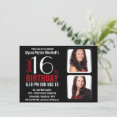 Moderne Rote und schwärzen 2 Party des Einladung (Stehend Vorderseite)