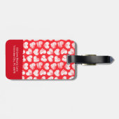 Moderne rote und weiße doodled Herz Valentine Name Gepäckanhänger (Rückseite horizontal)