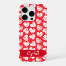 Moderne rote und weiße doodled Herz Valentine Name