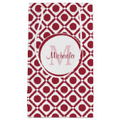 Moderne rote und weiße geometrische Monogramm und Kleine Geschenktüte (Vorderseite)