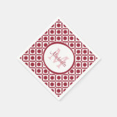 Moderne rote und weiße geometrische Monogramm und Serviette (Ecke)