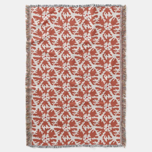 Moderne rote und weiße geometrische Schneeflocke Decke (Vorderseite Vertikal)