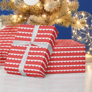 Moderne rote und weiße Muschel-Weihnachts- Geschenkpapier