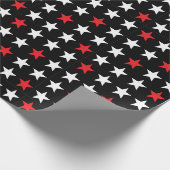 Moderne Rote und Weiße Sterne auf schwarz Geschenkpapier (Ecke)