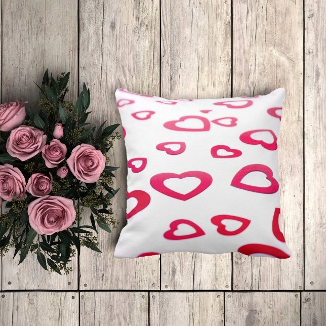 Moderne, rote und weiße Valentinherzen Kissen (Von Creator hochgeladen)