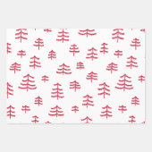 Moderne Rote und weiße Weihnachtsbäume Schneeflock Geschenkpapier Set (Vorderseite 3)