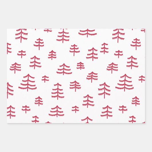 Moderne Rote und weiße Weihnachtsbäume Schneeflock Geschenkpapier Set (Vorderseite 3)