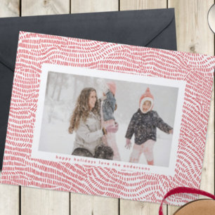 Moderne rote und weiße Weihnachtsrahmen-Foto Happy Feiertagskarte