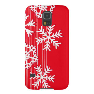 Moderne, rote und weiße Weihnachtsschneeflocken Samsung S5 Cover