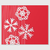 Moderne, rote und weiße Weihnachtsschneeflocken Geschenkpapier (Flach)