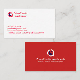 Moderne rote Unternehmens-PrimeCreative-Investitio Visitenkarte