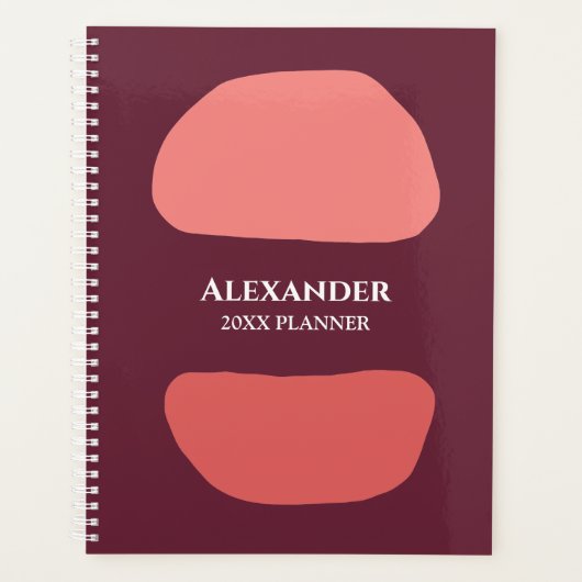 Moderne rote Wasserfarbe personalisieren Planer (Vorderseite)