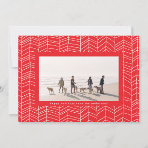 Moderne rote Weihnachts-Candy-Cane-Foto Feiertagskarte